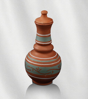 طقم القلل من الطمي الأسواني الطبيعي، حجم 3 لتر لكل واحدة، تصميم بني طبيعي مع لمسات صفراء ولبني