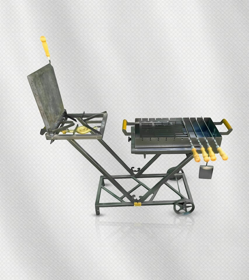 شواية جامبو 3 في 1 بعرض كامل 130 سم، صندوق الفحم 80 سم، جريل وشعلة 40 سم