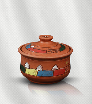 طقم الحلل الفخارية الريفي، أحجام 24، 22، 18 سم، طهي صحي وطبيعي