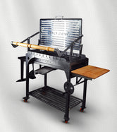 شواية فحم ذكية 2×1 – الحجم الوسط، شبك قلاب + أسياخ، فولاذ مقاوم للحرارة والصدأ