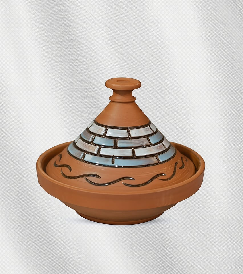 طاجين مغربي فخار طقم 3 قطع، أحجام 30، 27، 24 سم، طهي صحي وأصيل
